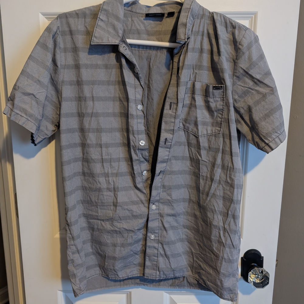 Vans Gray Striped Men's Button Up Skater Top Off The Wall